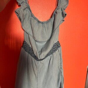 American Eagle Off the Shoulder Chambray Shorts Romper